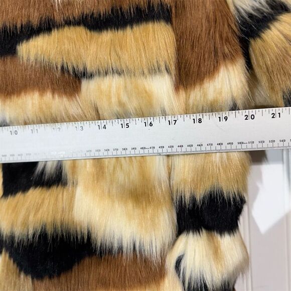 INC International Concepts Faux Fur Jacket XL Calico Striped Animal Print NWT - Picture 5 of 12